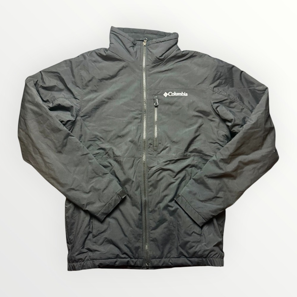 Columbia Sportswear Mens Black Fleece Lined Full Zip Jacket Small Pocket Logo